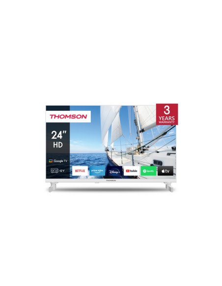 TV THOMSON LED 24" 24HG2S14W SMART GOOGLE TV DVB-T2/S2 HD CI+ 3XHDMI 2XUSB (ANCHE 12V) BIANCO -TELECOMANDO RETRO ILLUMINATO VESA