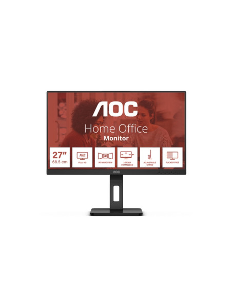 MONITOR AOC LED 27'' Wide 27E3QAF IPS 1920x1080 4ms 300cd/mq 1.300:1 2x2W MM Reg.H PIVOT HDMI DP