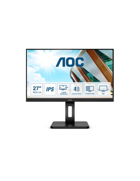 MONITOR AOC LED 27" Wide 27P2Q IPS 1920x1080 4ms 250cd/mq 50.000.000:1 2x2W MM PIVOT Reg. in H VGA DVI HDMI DP USB