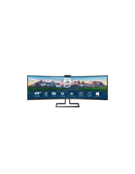 MONITOR PHILIPS LED 49"Wide CURVED 499P9H/00 5120x1440 5ms 80.000.000:1 2x5W MM WEBCAM Reg.inH 2HDMI DP USB-C GAMING
