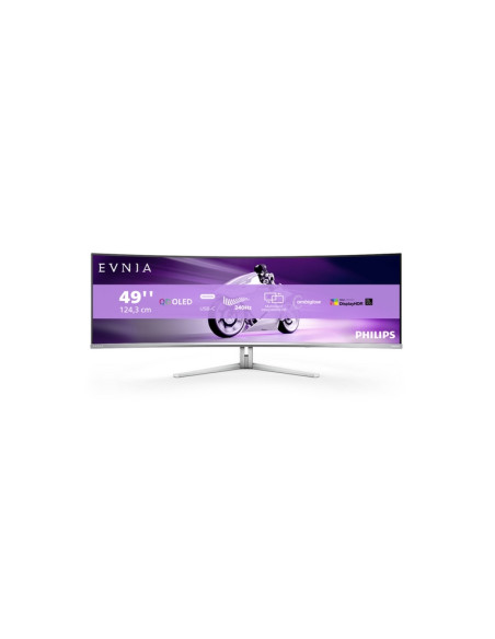 MONITOR PHILIPS 49" OLED 32:9 CURVED 49M2C8900/00 VA 5120x1440 240HZ 0.03ms 30W MM Reg.H 2HDMI DP RJ45 USB-C docking Silver