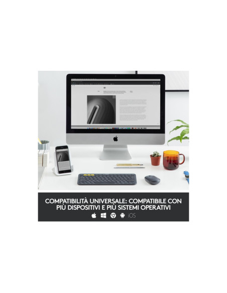 TASTIERA LOGITECH WIRELESS BLUETOOTH MULTI-DEVICE K380 - si possono connetter sino a 3dispositivi contemporaneamente- 920-007574